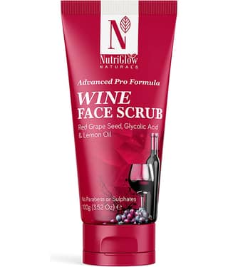 NutriGlow NATURAL'S Advanced Pro Formula Wine Face Scrub for All Skin Type, Skin Lightening with Lemon Oil, 100gm