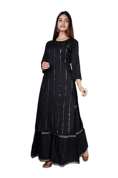 Buy & Try Women's Rayon Kurti with Sharara Set. Aari Work Kurta Sarara for Eid Festival Occasion.