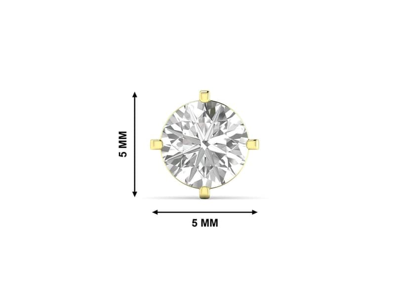 Round Solitaire CZ Ear Stud For Him (1 Pc Only) view 9