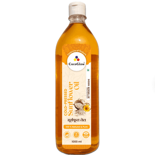 CocoGlow Pure & Unrefined Cold Pressed Sunflower Oil | Cholesterol Free | Natural & Organic | Chemical-Free | Healthy Cooking Oil Contains Natural Antioxidants (1L)
