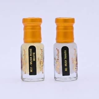 alnaqi fragrances Musk Tahara & White Rose Attar Combo (6ml x 2) - Pure White Musk & Floral Rose Perfume Oil, Alcohol-Free Long-Lasting Concentrated Ittar for Men & Women, Premium Gift Pack