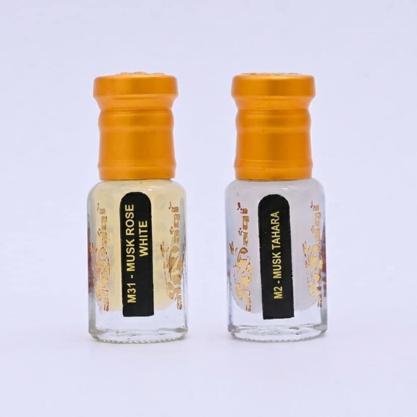 alnaqi fragrances Musk Tahara & White Rose Attar Combo (6ml x 2) - Pure White Musk & Floral Rose Perfume Oil, Alcohol-Free Long-Lasting Concentrated Ittar for Men & Women, Premium Gift Pack