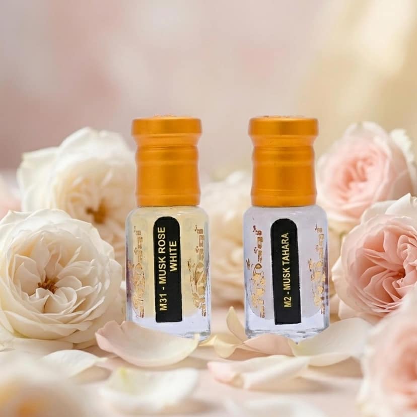 alnaqi fragrances Musk Tahara & White Rose Attar Combo (6ml x 2) - Pure White Musk & Floral Rose Perfume Oil, Alcohol-Free Long-Lasting Concentrated Ittar for Men & Women, Premium Gift Pack view 3