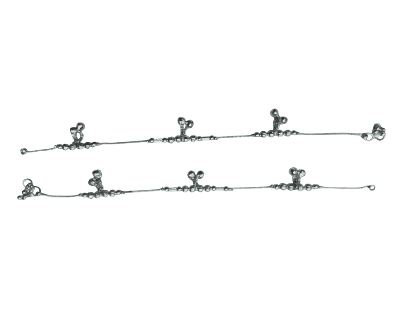 925 Sterling Silver Anklets with Bells for Women and Girls - Traditional Indian Payal Jewelry