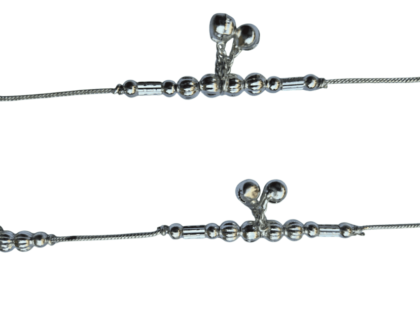925 Sterling Silver Anklets with Bells for Women and Girls - Traditional Indian Payal Jewelry view 3