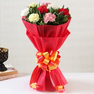 8 Mixed Carnations Bouquet Small