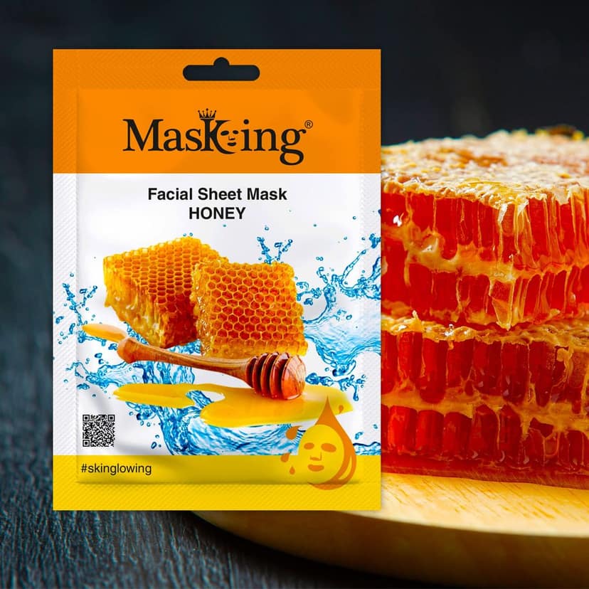 MasKing Beauty Facial Sheet Mask Cucumber, Lemon, Pomegranate, Kiwi & Honey for Skin Calming, Brightening, Regeneration, Lightening & Glowing for Women & Men, 100ml (Combo Of 5) view 6