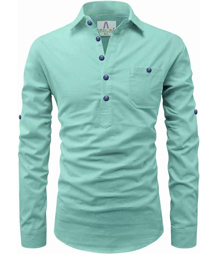Apektra Peach Cotton Men's Shirt Style Kurta ( Pack of 1 )