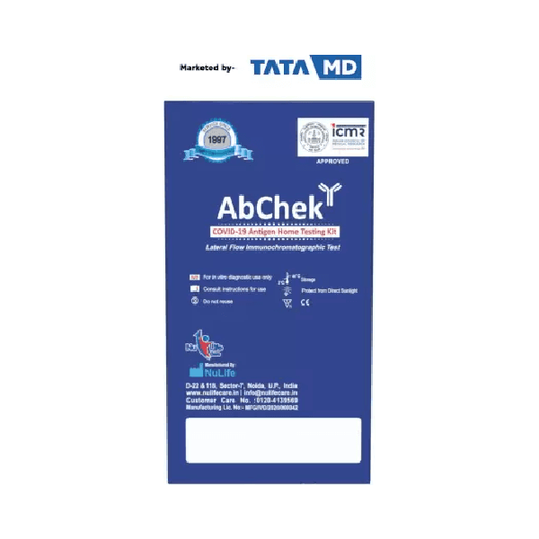 AbChek Covid 19 Self Test Kit Marketed by Tata MD (Pre Filled Extraction Tube, Test Card, Sterile Nasal Swab, Biohazard Bag , Each 1 No) view 2