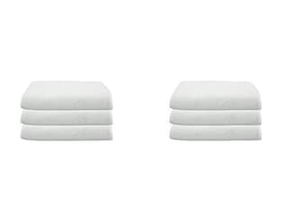Gethitched Creations 100% Cotton 6 Pieces Solid White Hand & Face Towels or Napkins 375 GSM, 25 cm x 25 cm