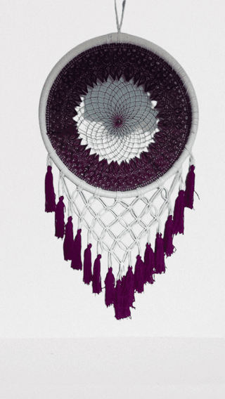 Handmade Purple & White Dream Catcher Wall Hanging
