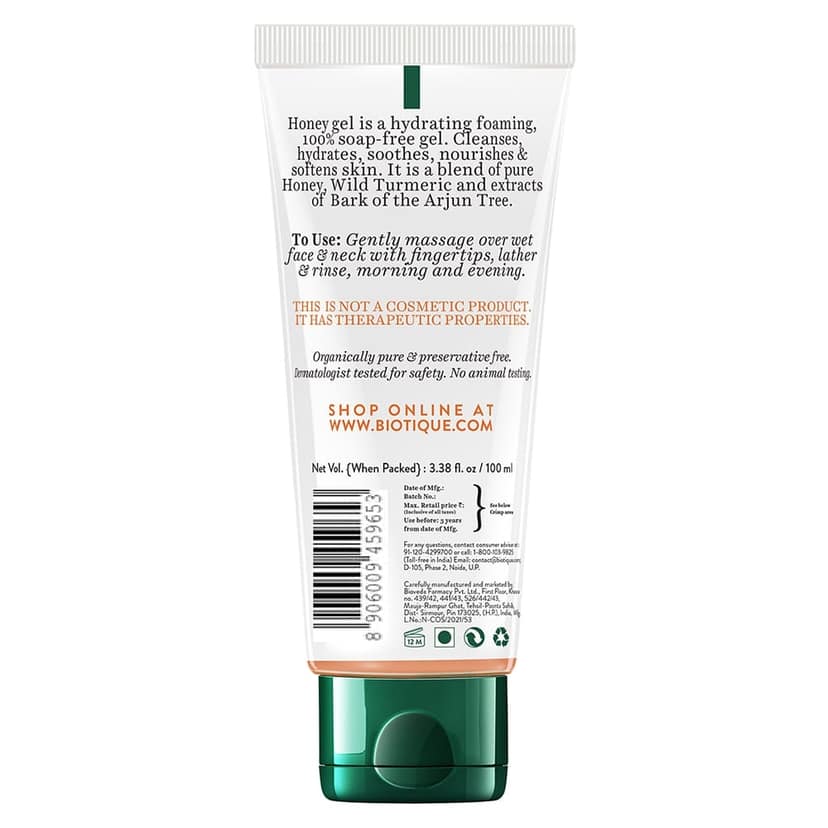 Biotique Honey Gel Soothe & Nourish Foaming Face Wash 100ml view 2