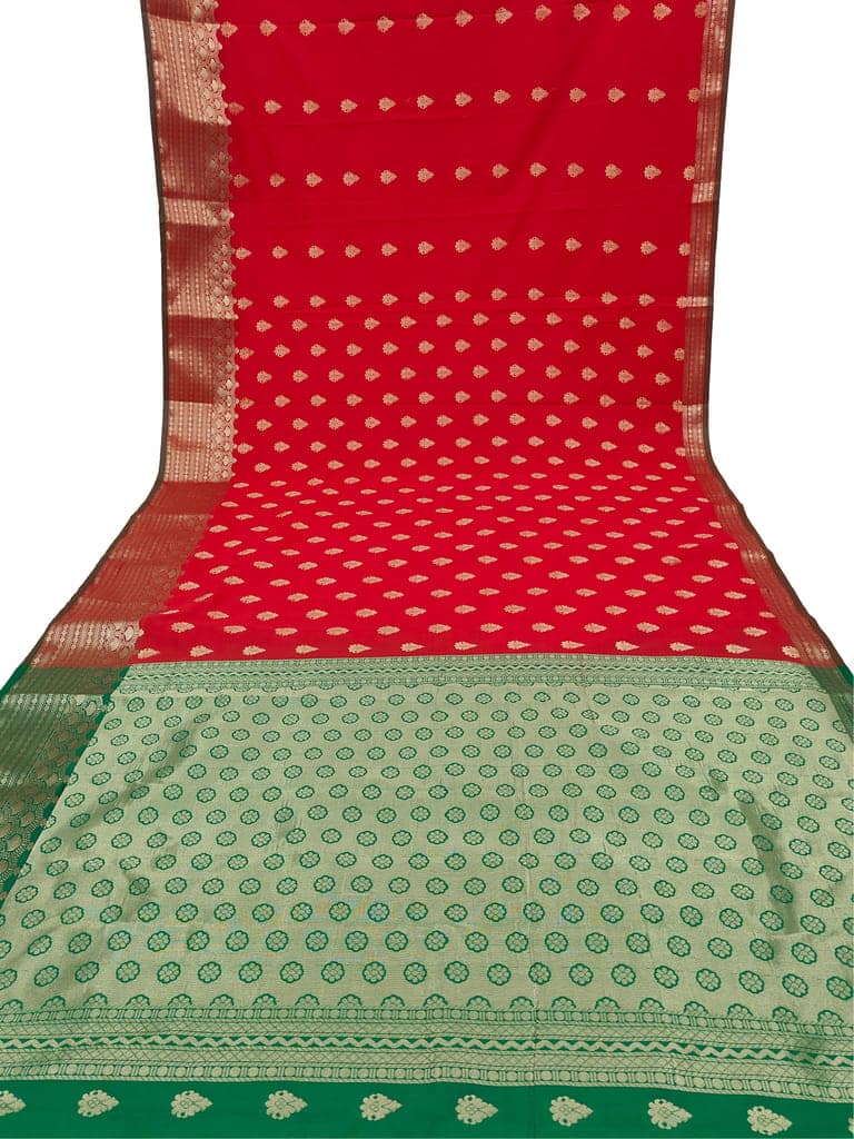 Sparrow Textiles New Red Kanjivaram art silk banarasi style sari zari woven rich pallu with running blouse