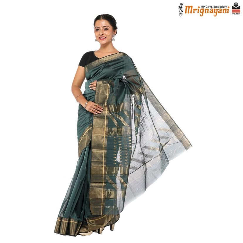 HANDLOOM MAHESHWARI SILK SAREE WITH BLOUSE (SKU - 3S0105180522, SAREE- 1258) view 2