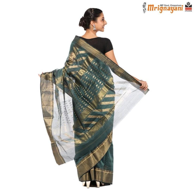 HANDLOOM MAHESHWARI SILK SAREE WITH BLOUSE (SKU - 3S0105180522, SAREE- 1258) view 4
