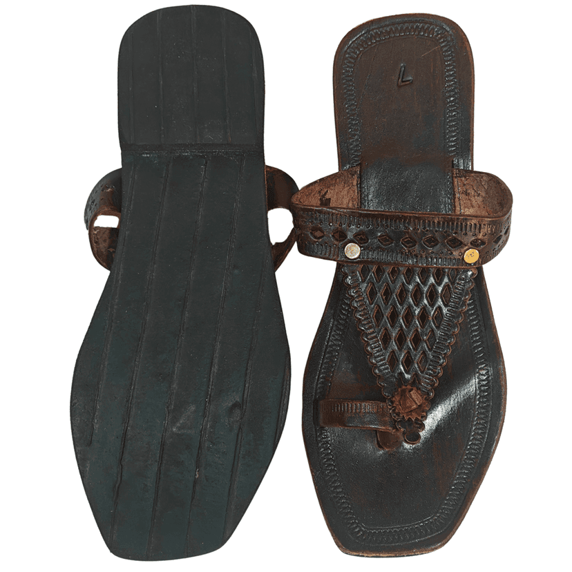 Genuine Leather Kolhapuri Chappal - Hill Jaripuda Black (Female) view 2