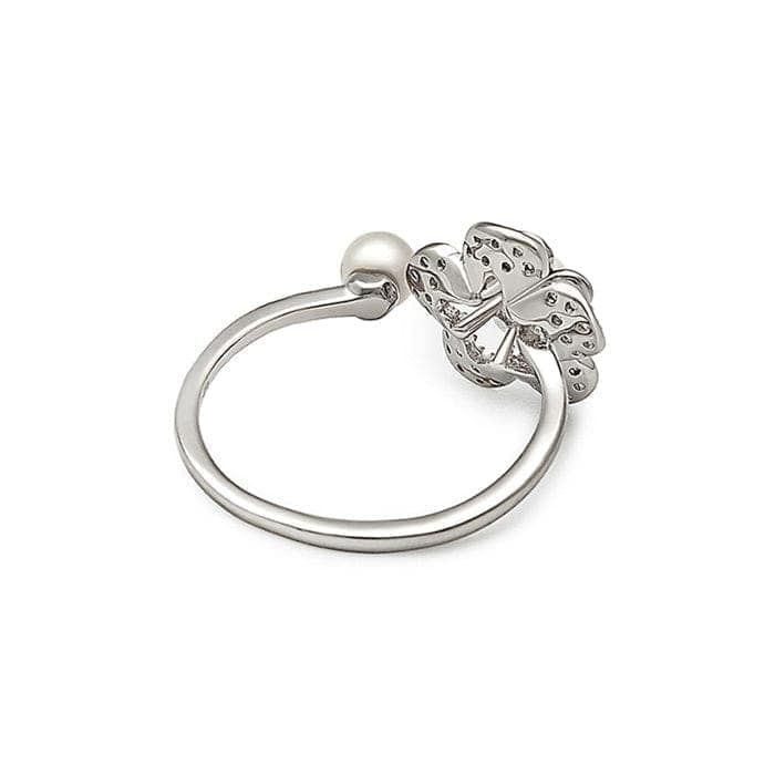 Silver Floral Pearl Ring view 7
