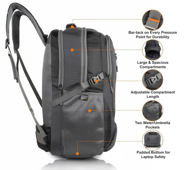 Extra Large Size 55L Rucksack Bag/Trekking Bags for Men, Black | With Laptop Compartment | For Luggage Pack Tracking Hiking Travel Backpack for Man & Women view 3