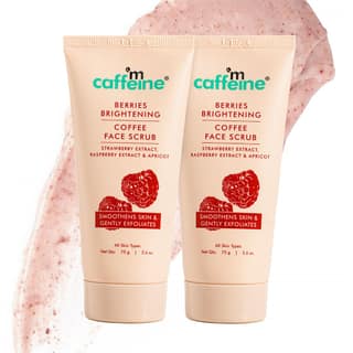 mcaffeine Berries Brightening Coffee Face Scrub For Glowing Skin | Gently Exfoliates, Smoothes & Improves Skin Tone | Removes Tan & Dead Skin | For Women & Men - Pack Of 2 - 75Gm mcaffeine Berries Brightening Coffee Face Scrub For Glowing Skin | Gently E