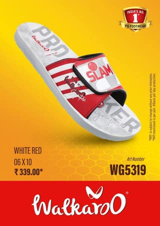 Walkaroo WG5319 White Red G No 9 Mens Slides