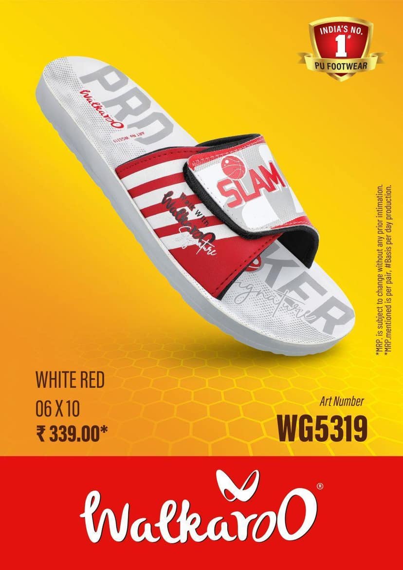 Walkaroo WG5319 White Red G No 9 Mens Slides