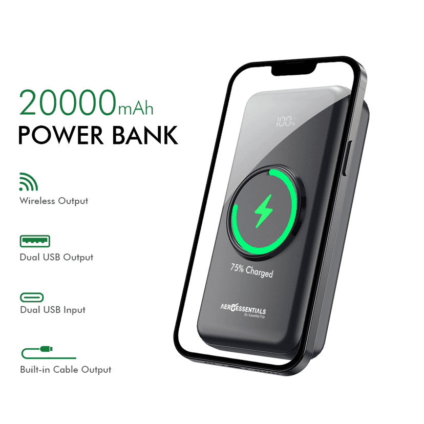Aeroessentials Charge Mate W006 Power Bank, 20000mAh, 4-in-1 Charging with Wireless, 410g view 4