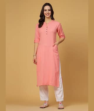 Pistaa Cotton Solid Straight Women's Kurti - Green ( Pack of 1 )