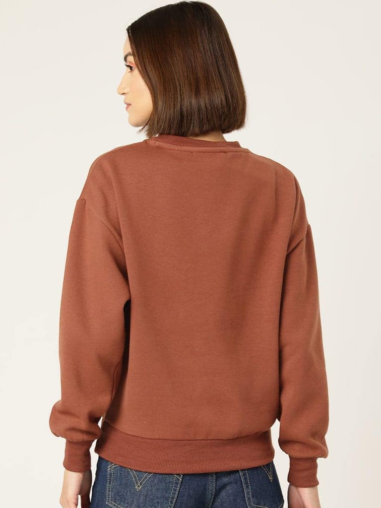 Rust solid Fleece Sweatshirt view 2