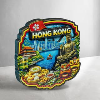 MustHome Hong Kong Wooden Souvenir Fridge Magnet, Travel Keepsake Gift, City and Country Theme