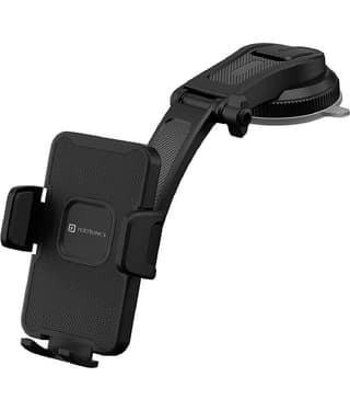 Portronics Dashboard & Windshield Single Clamp Car Mobile Holder - Black
