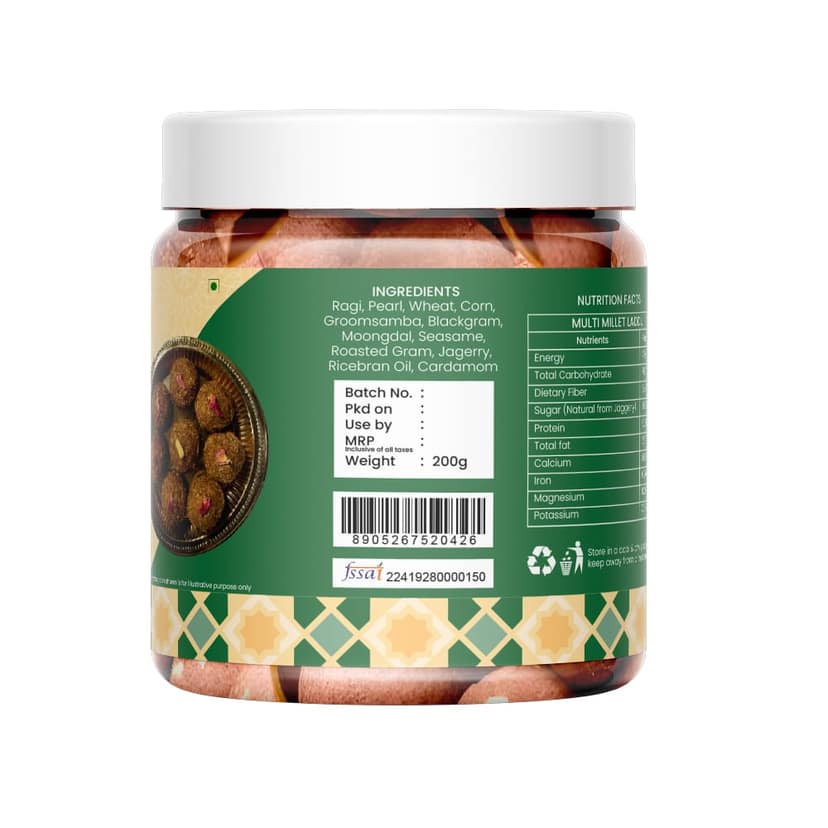 Khamis Millet Laddu Combo Offer – Moong Dal, Multi Millet & Ragi – 3-in-1 High Protein, Jaggery Sweets – 100% Natural, No Sugar – Rice Bran Oil –Khamis Healthy Foods--600g (pack of 4) view 4