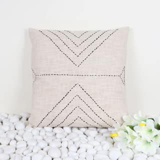 Indihomecraft Handicraft Cotton Cushion Cover - Hand Kantha Embroidery Decorative Art Boho Pillow Block Woven Pillow Cover | Square Shape 20X20 Inches Cushion Cover, Set of 1