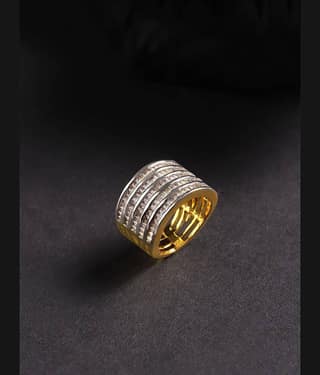 Priyaasi Gold-Plated Stylish Rings with American Diamond for Women