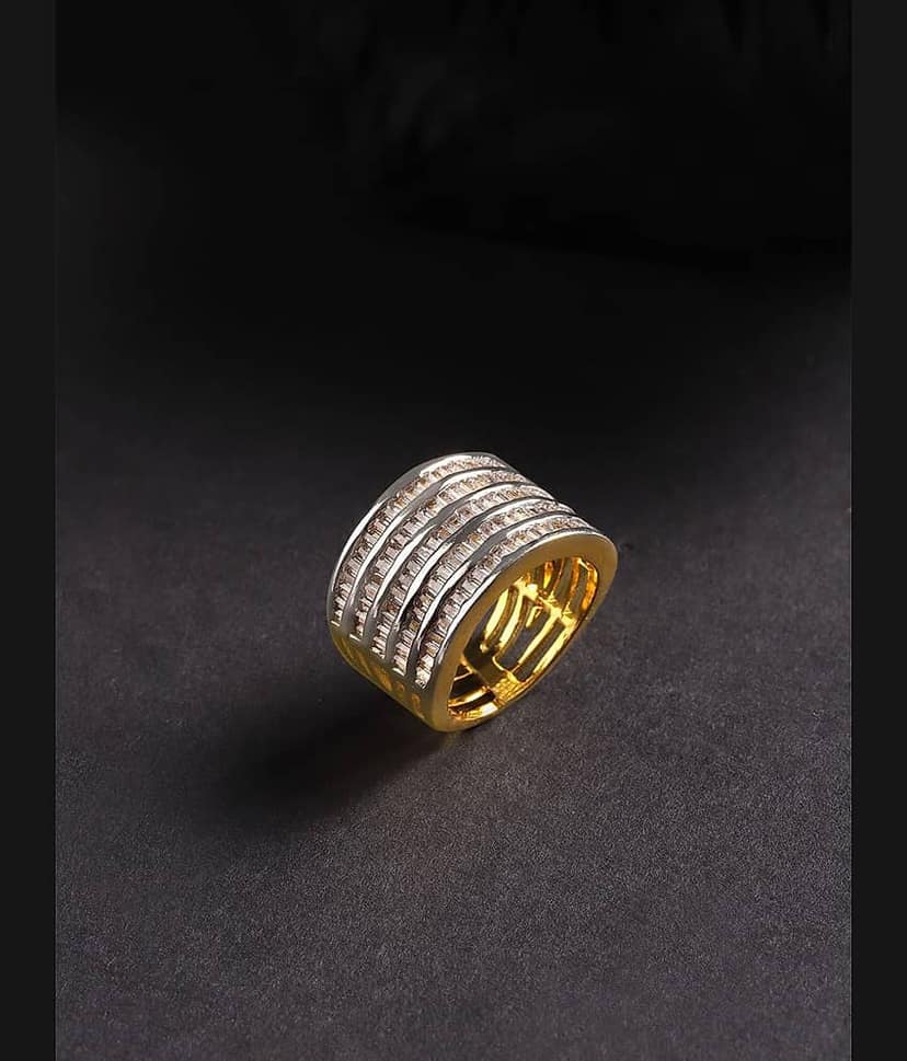 Priyaasi Gold-Plated Stylish Rings with American Diamond for Women