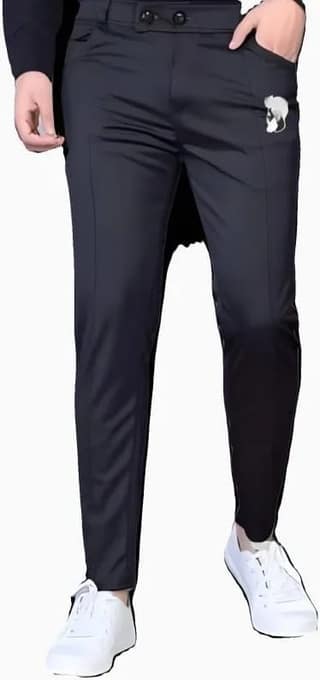 Solid Men Black Track Pants
