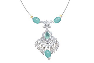 Elegant Turquoise Bead & Pearl Statement Pendant Necklace