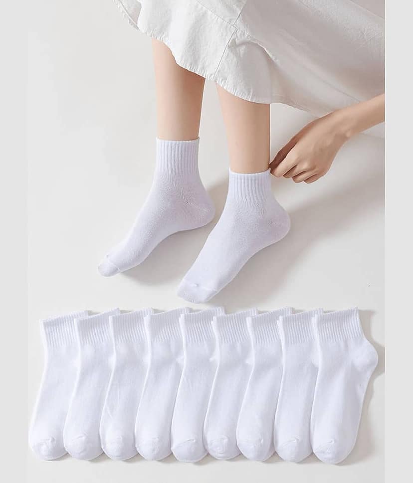 Bolax Pack of 10 Men's Cotton Blend Ankle Length Socks ( White )