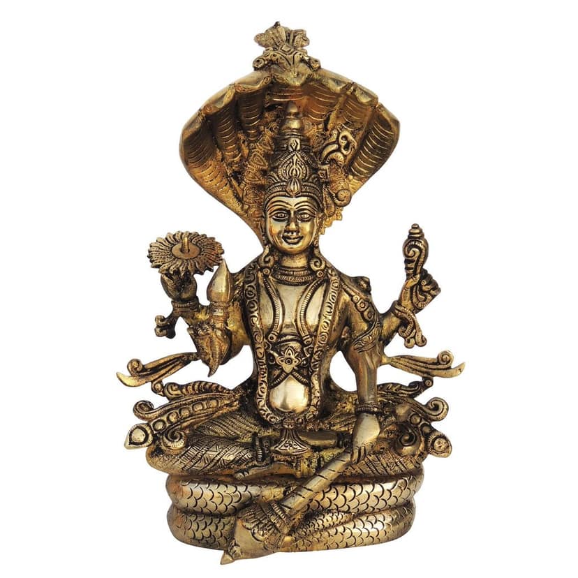 Brass Vishnu Ji Showpiece - Spiritual Home Temple Decor, Height : 11.1 Inch (BSMAS1293 C) view 2