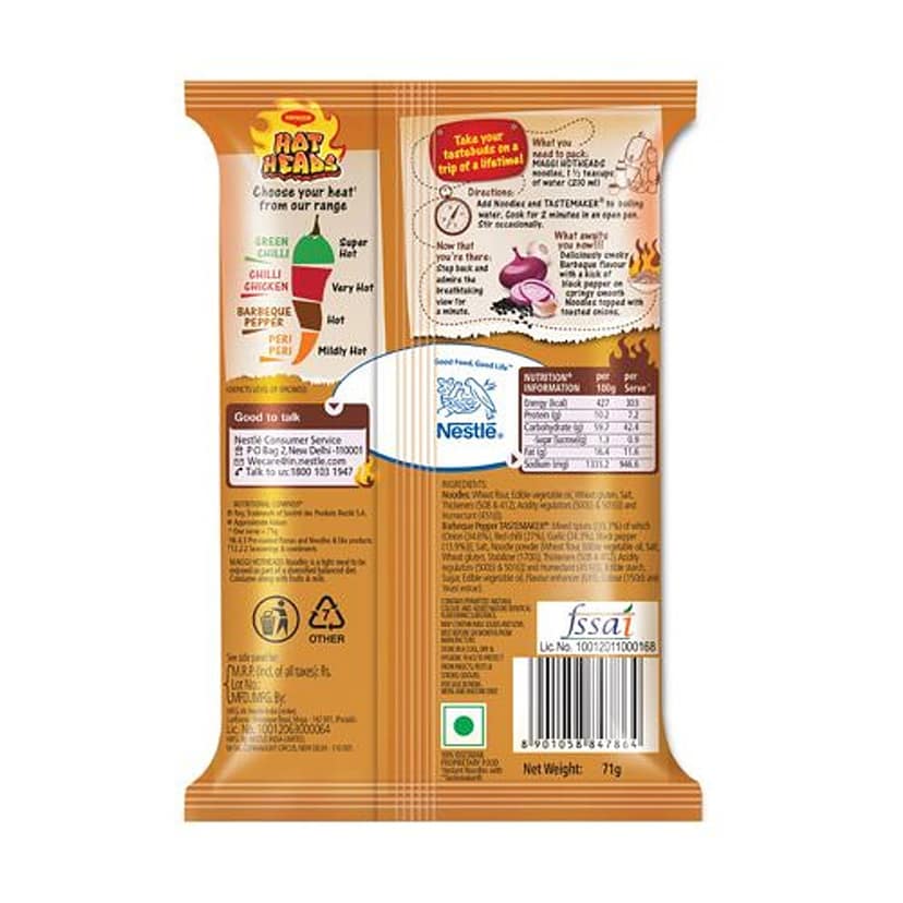 Maggi Hotheads Noodles - Barbeque Pepper, 71 G view 2
