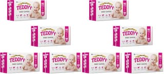 TEDDYY Premium Baby NB Size Diaper Tape Style | 84 Count (New Born) | 2-5 kgs (Pack of 8) | Quick Absorbency | Extra Super Soft | Anti - Bacterial |Colour Changing Wetness Indicator with Adjustable Grip Tapes TEDDYY Premium Baby NB Size Diaper Tape Style