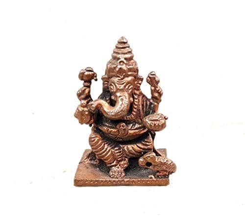 Searchers Paradise - Copper Idols Little Ganesh,1,4 inches, Copper Handmade 40 Grams, Patina Antique Finish, Pack of 1 Piece