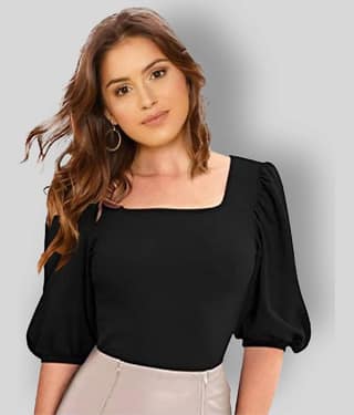 Dream Beauty Fashion Women's Cotton Blend Regular Top ( Black )
