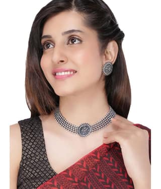 Pujvi Fashions Meenakari Round Choker Necklac set