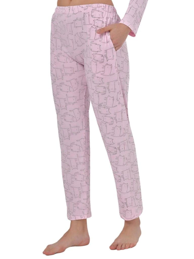 Klamotten Women's Baby Pink Allover Printed Top Pyjama Set N55Rb view 6