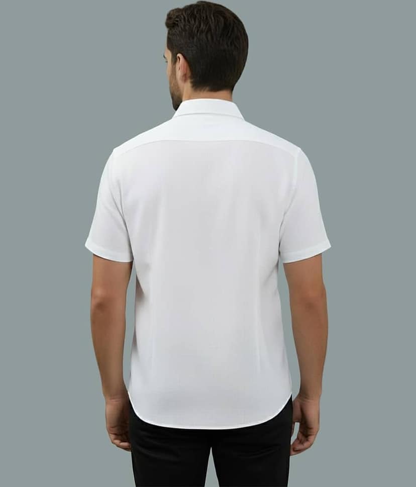 UNI VIBE Cotton Blend Slim Fit Solids Half Sleeves Men's Casual Shirt - White ( Pack of 1 ) view 2