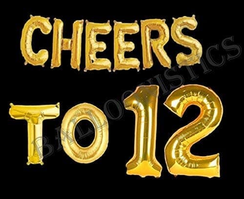 Balloonistics Cheers to Twelve Foil Balloon Combo Number 12 Foil Balloon for Birthday and Anniversary view 2