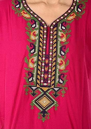 Valencia Cotton LizzyBizzy Embroidery Nighty Nightwear Maxi Nightgown Plain Pink view 2
