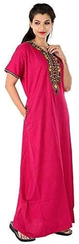 Valencia Cotton LizzyBizzy Embroidery Nighty Nightwear Maxi Nightgown Plain Pink view 4