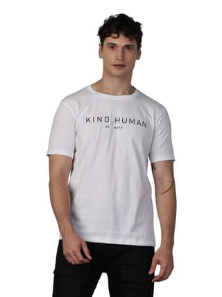 Cotton White Kind Human T-Shirt
