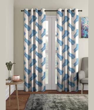 Cortina - Nature Printed Room Darkening Eyelet Curtain-5 Ft-pack of 2